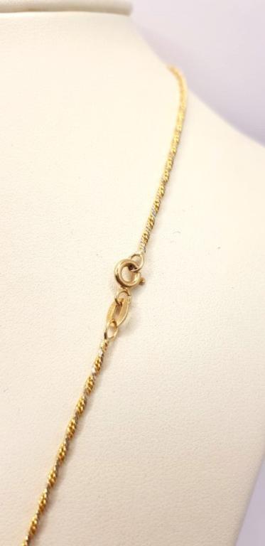 Collana maglia corda gialla e bianca con cuore in SCONTO