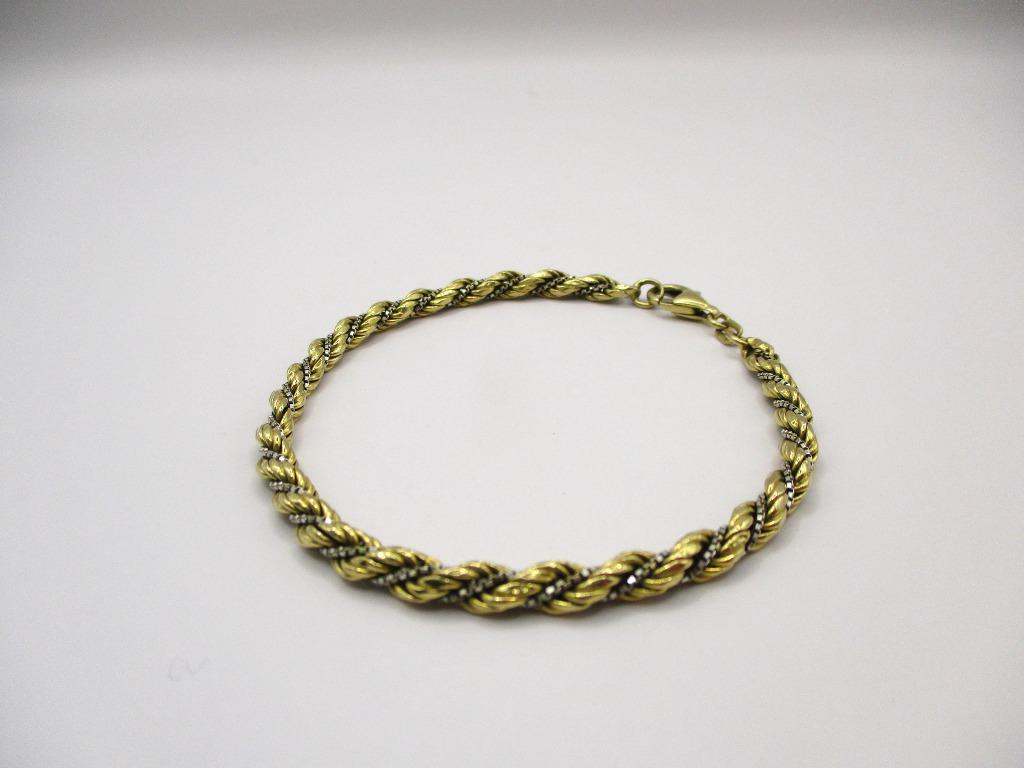 Bracciale a maglia corda giallo e bianco