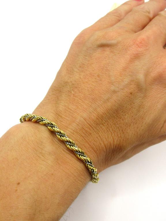 Bracciale a maglia corda giallo e bianco