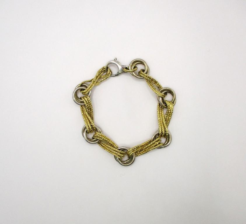 Bracciale a maglia intrecciata gialla con anelli