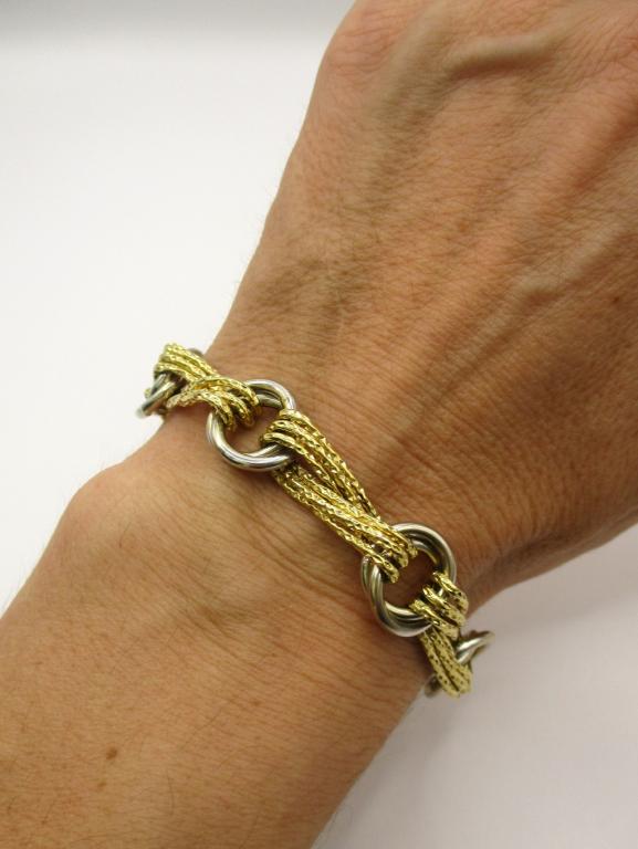 Bracciale a maglia intrecciata gialla con anelli