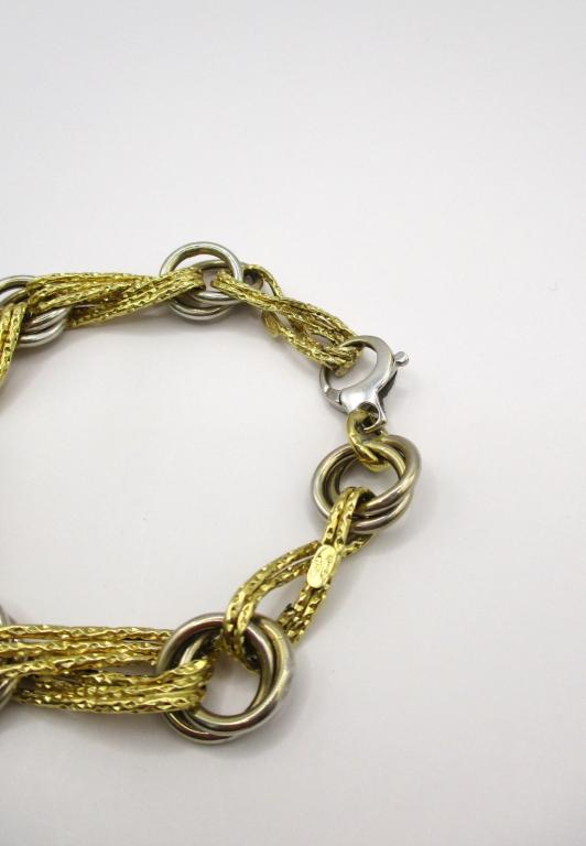 Bracciale a maglia intrecciata gialla con anelli